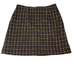 Hutch Plaid Tweed A-Line Mini‎ Skirt Womens Size S Black Yellow Red Blue